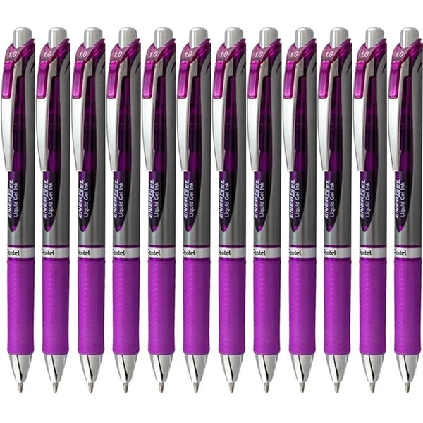 Pentel BL80 Energel Retractable Gel Ink Pens 1.0mm Violet Purple Box 12 BL80-V (Box 12) - SuperOffice