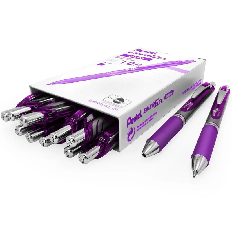 Pentel BL80 Energel Retractable Gel Ink Pens 1.0mm Violet Purple Box 12 BL80-V (Box 12) - SuperOffice