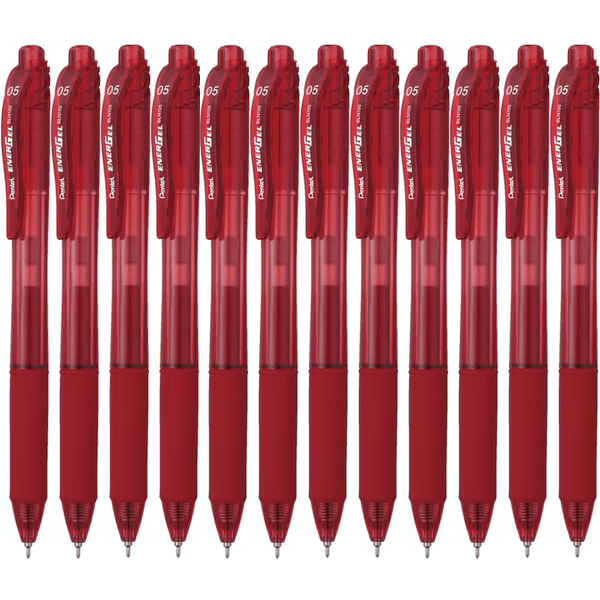 Pentel BLN105 Energel-X Retractable Gel Ink Pen Fine 0.5mm Red Box 12 BLN105-B (Box 12) - SuperOffice