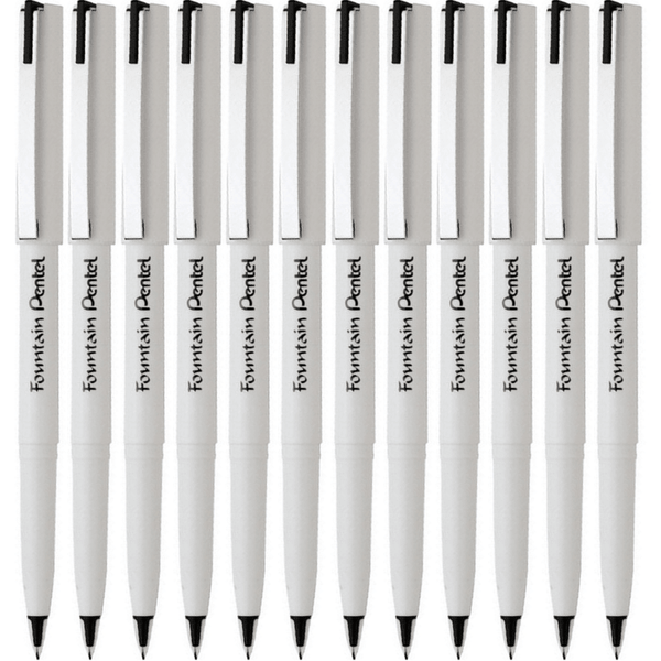 Pentel Disposable Fountain Pen Stylo Plastic Tip Box 12 Black JM20WU-A (Black Box 12) - SuperOffice