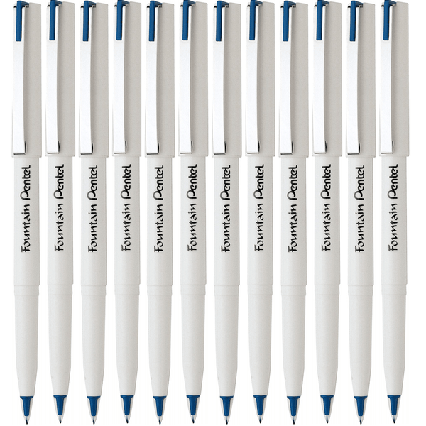 Pentel Disposable Fountain Pen Stylo Plastic Tip Box 12 Blue JM20WU-C (Blue Box 12) - SuperOffice
