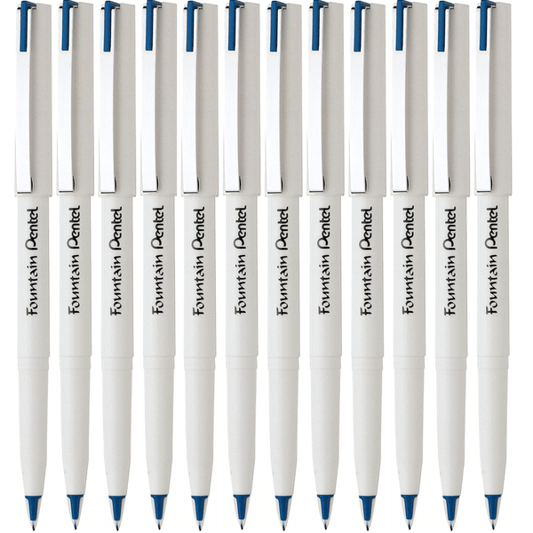 Pentel Disposable Fountain Pen Stylo Plastic Tip Box 12 Blue JM20WU-C (Blue Box 12) - SuperOffice