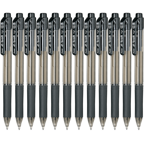 Pentel e-Ball BK130 Retractable Ballpoint Pen 1.0mm Black Box 12 BK130-A (Box 12) - SuperOffice