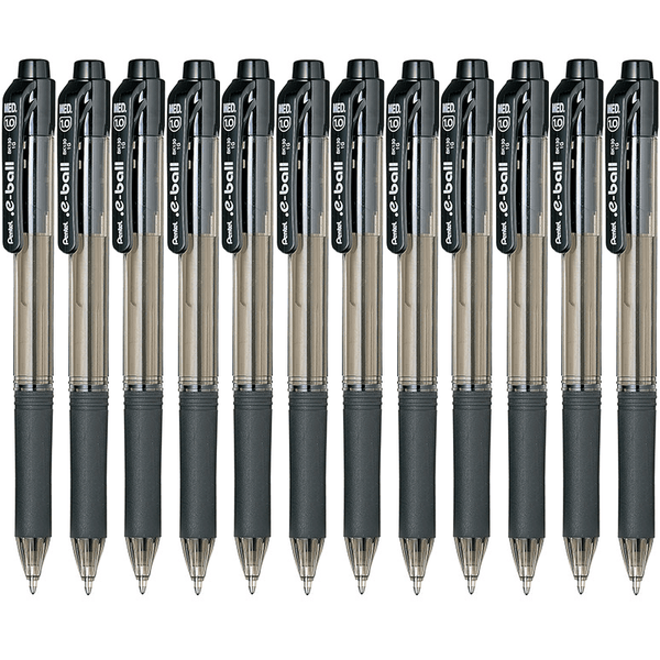 Pentel e-Ball BK130 Retractable Ballpoint Pen 1.0mm Black Box 12 BK130-A (Box 12) - SuperOffice