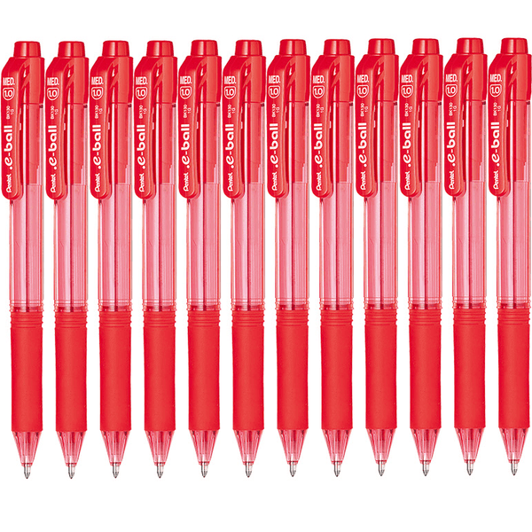 Pentel e-Ball BK130 Retractable Ballpoint Pen 1.0mm Red Box 12 BK130-B (Box 12) - SuperOffice
