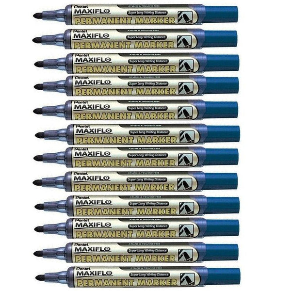 Pentel Maxiflo Permanent Marker Bullet Point Blue Box of 12 NLF50-C (Box 12) - SuperOffice