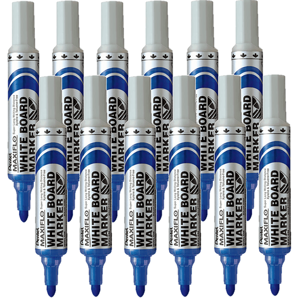 Pentel Maxiflo Whiteboard Marker Bullet Point Tip 2.1mm Blue Box 12 MWL5-C (Box 12) - SuperOffice
