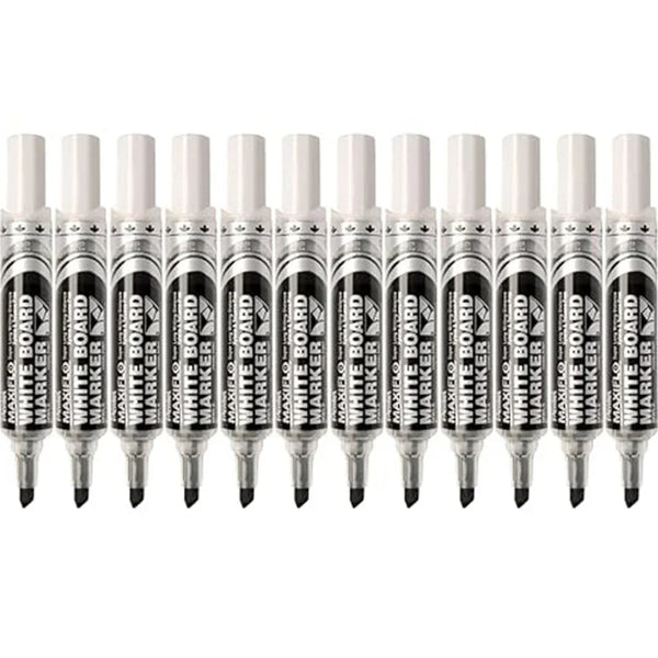 Pentel Maxiflo Whiteboard Marker Chisel Point 7mm Black Box 12 MWL6-A (Box 12) - SuperOffice