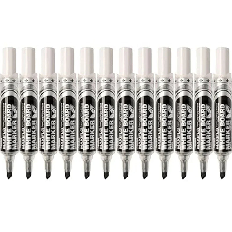 Pentel Maxiflo Whiteboard Marker Chisel Point 7mm Black Box 12 MWL6-A (Box 12) - SuperOffice