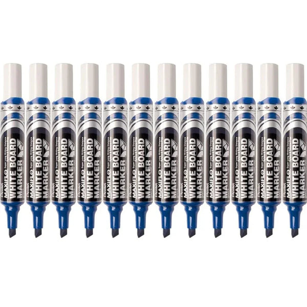 Pentel Maxiflo Whiteboard Marker Chisel Point 7mm Blue Box 12 MWL6-C (Box 12) - SuperOffice