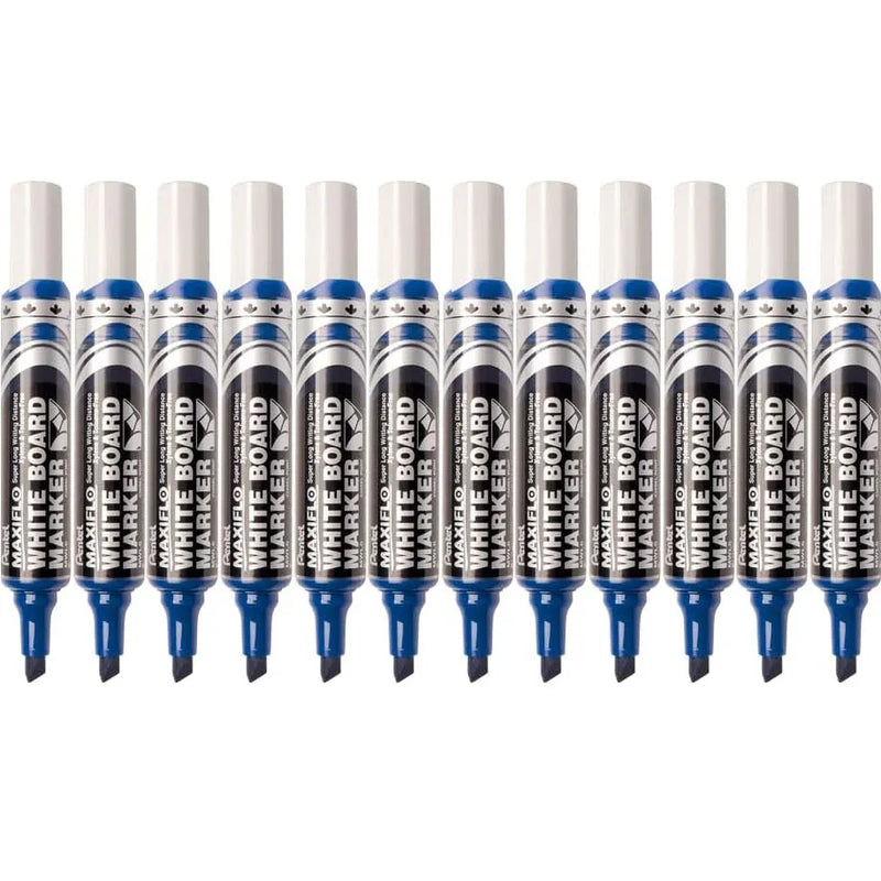 Pentel Maxiflo Whiteboard Marker Chisel Point 7mm Blue Box 12 MWL6-C (Box 12) - SuperOffice