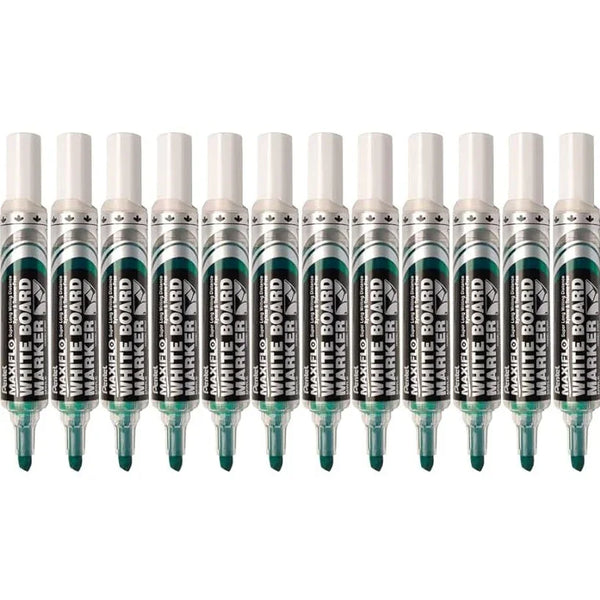 Pentel Maxiflo Whiteboard Marker Chisel Point 7mm Green Box 12 MWL6-D (Box 12) - SuperOffice