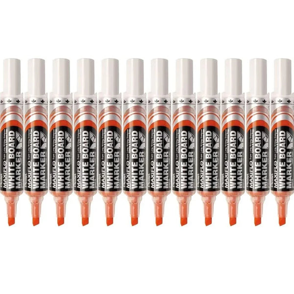 Pentel Maxiflo Whiteboard Marker Chisel Point 7mm Red Box 12 MWL6-B (Box 12) - SuperOffice