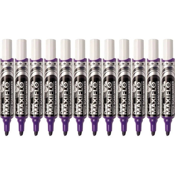 Pentel Maxiflo Whiteboard Marker Chisel Point 7mm Violet Purple Box 12 MWL6-V (Box 12) - SuperOffice