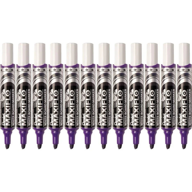 Pentel Maxiflo Whiteboard Marker Chisel Point 7mm Violet Purple Box 12 MWL6-V (Box 12) - SuperOffice