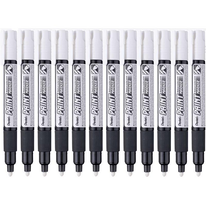 Pentel MMP20 Paint Marker Medium Bullet Point White Box 12 MMP20-WHT - SuperOffice