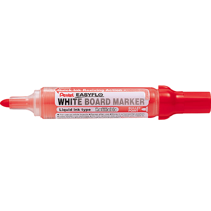 Pentel MW50M Easyflo Whiteboard Marker Bullet Point Red Box 12 MW50M-B (Box 12) - SuperOffice