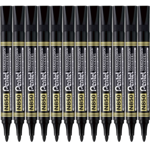 Pentel N850 Permanent Marker Bullet Point 1.5mm Black Box 12 N850-A (Box 12) - SuperOffice