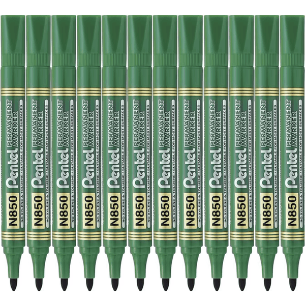 Pentel N850 Permanent Marker Bullet Tip 1.5mm Point Green Box 12 N850-D (Box 12) - SuperOffice