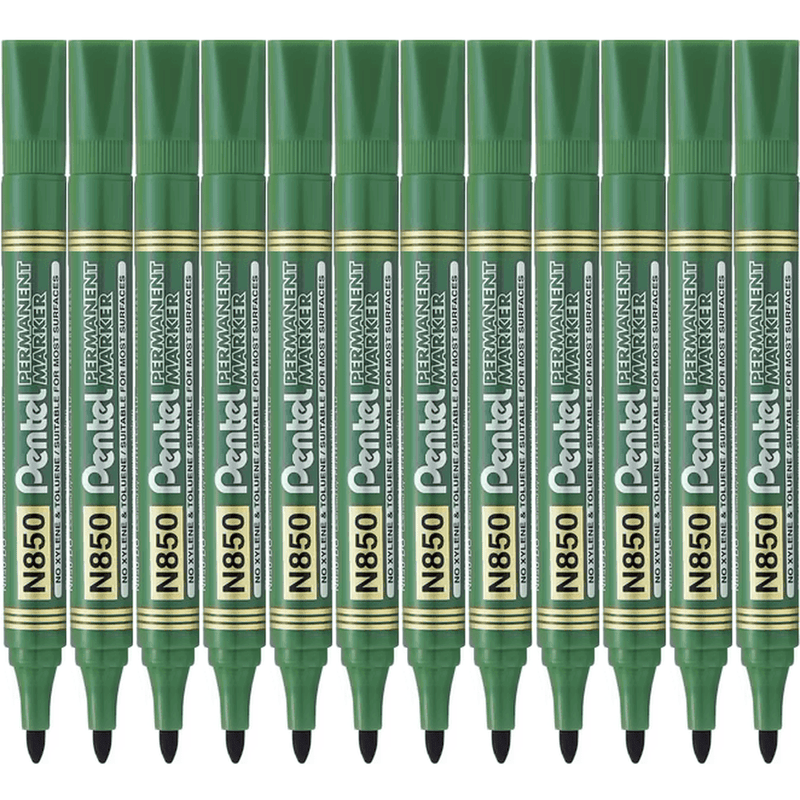 Pentel N850 Permanent Marker Bullet Tip 1.5mm Point Green Box 12 N850-D (Box 12) - SuperOffice
