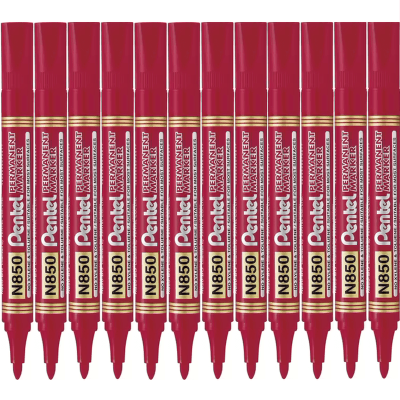 Pentel N850 Permanent Marker Bullet Tip 1.5mm Point Red Box 12 N850-B (Box 12) - SuperOffice