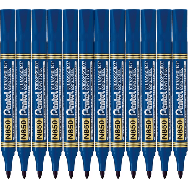 Pentel N850 Permanent Marker Bullet Tip 1.5mmPoint Blue Box 12 N850-C (Box 12) - SuperOffice