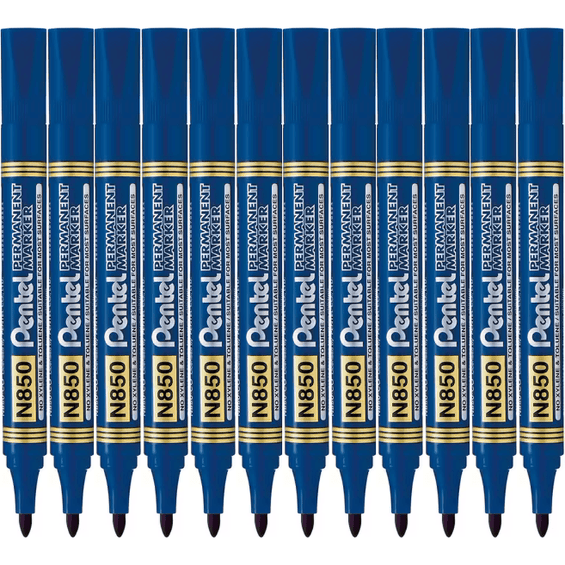 Pentel N850 Permanent Marker Bullet Tip 1.5mmPoint Blue Box 12 N850-C (Box 12) - SuperOffice