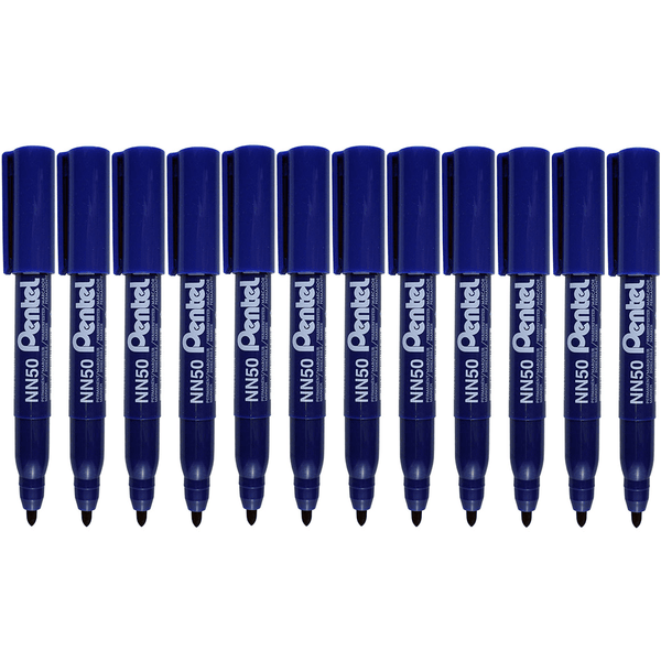 Pentel NN50 Permanent Marker Bullet Tip Point Blue Box 12 NN50C (Box 12) - SuperOffice