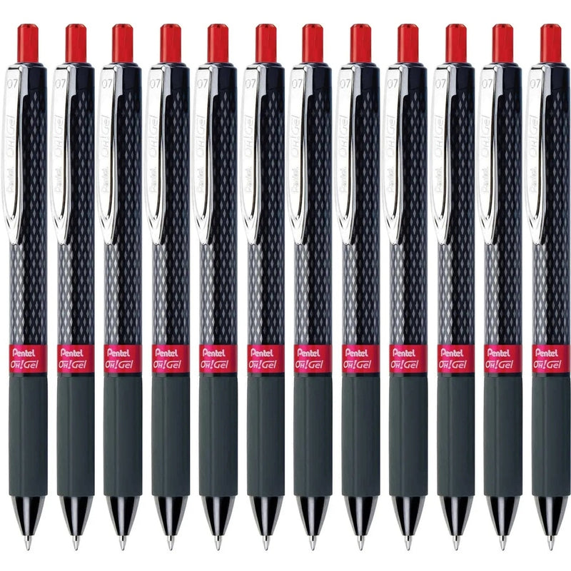 Pentel Oh! K497 Retractable Gel Rollerball Pen 0.7mm Red Box 12 K497-B (Box 12) - SuperOffice