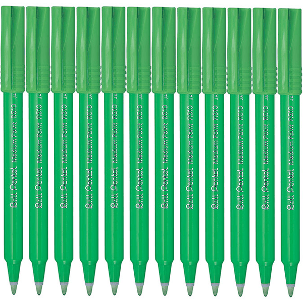 Pentel R510 Ball Pens 1.0mm Green Box 12 Rollerball R510D (Box 12) - SuperOffice