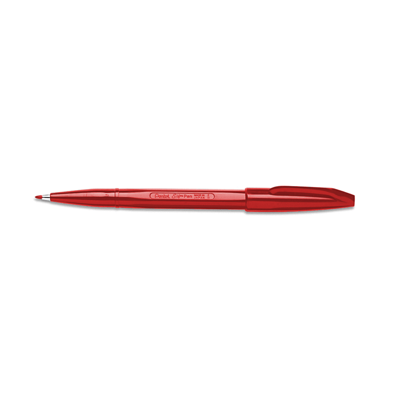 Pentel S520 Sign Pen Medium Fibre Tip 0.8mm Red Box 12 S520-B (Box 12) - SuperOffice