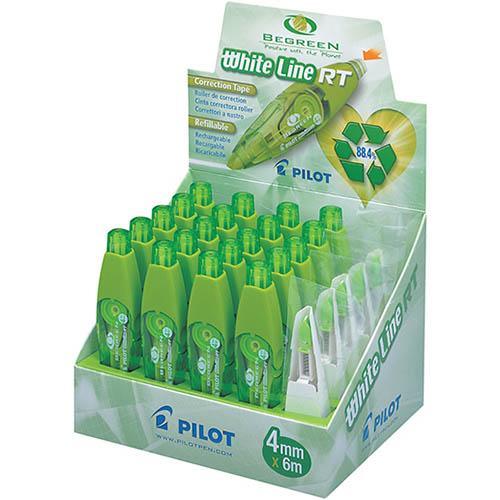 Pilot Begreen Retractable Correction Tape 4Mm X 6M White Pack 20 Tapes And 5 Refills 660054 - SuperOffice
