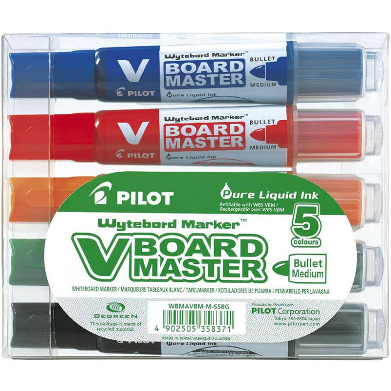 Pilot Begreen V Board Master Whiteboard Marker Bullet Point 6.0Mm Assorted Wallet 5 666037 - SuperOffice