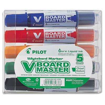 Pilot Begreen V Board Master Whiteboard Marker Chisel Point 6.0Mm Assorted Wallet 5 666040 - SuperOffice