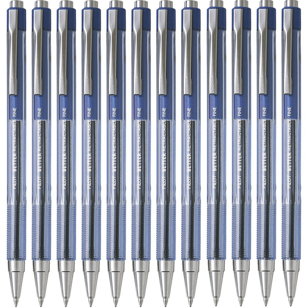 Pilot Better Retractable Ballpoint Pen 0.7mm Fine Blue Box 12 BP145F (Blue Fine Box 12) - SuperOffice