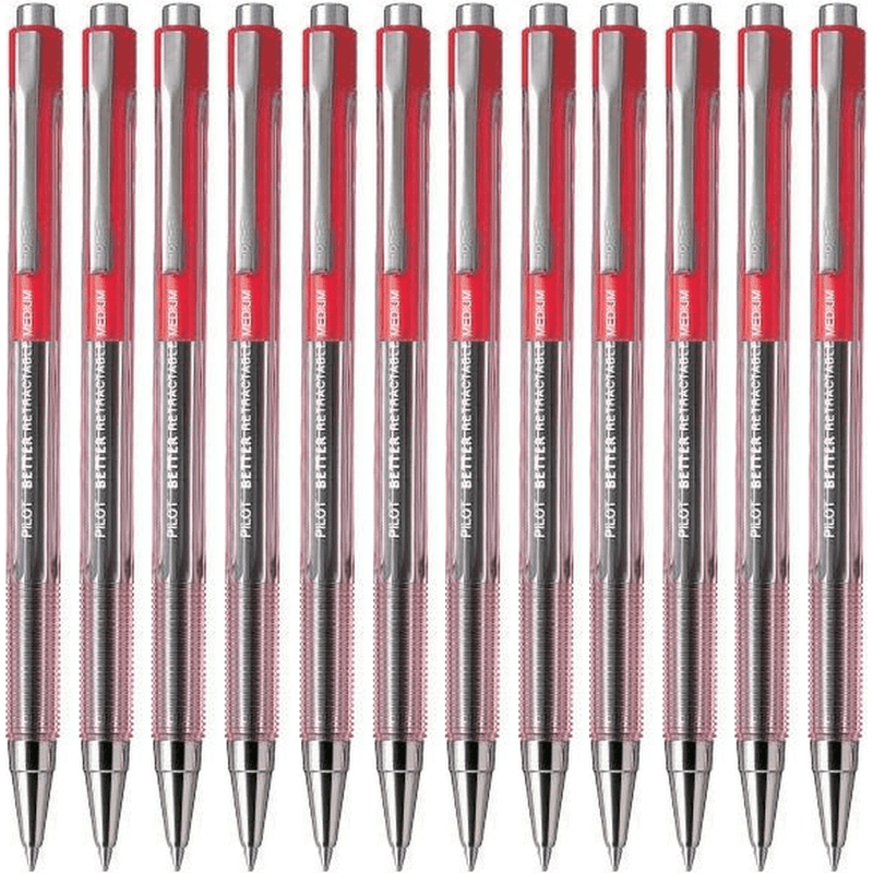 Pilot Better Retractable Ballpoint Pen 1.0mm Medium Red Box 12 BP145M (Red Med Box 12) - SuperOffice