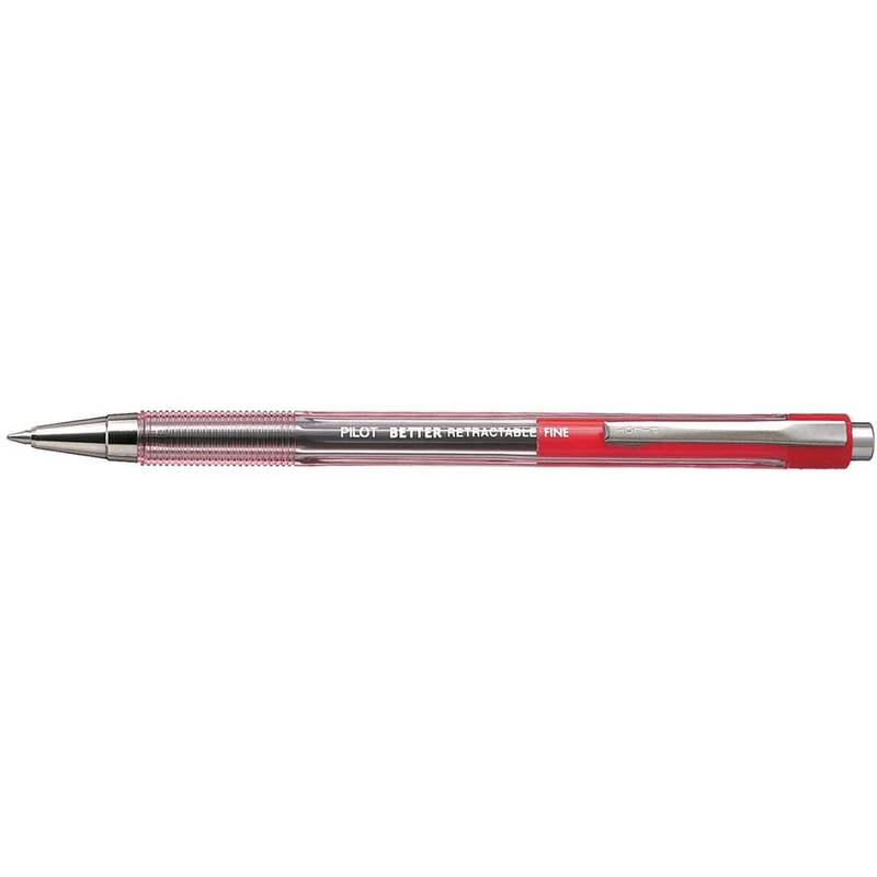 Pilot Better Retractable BP-145 Ballpoint Pen 0.7mm Fine Red Box 12 623254 (Box 12) - SuperOffice