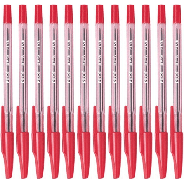 Pilot BP-S Stick Type Ballpoint Pen 0.7mm Fine Red Box 12 BPSFR (Red Fine Box 12) - SuperOffice