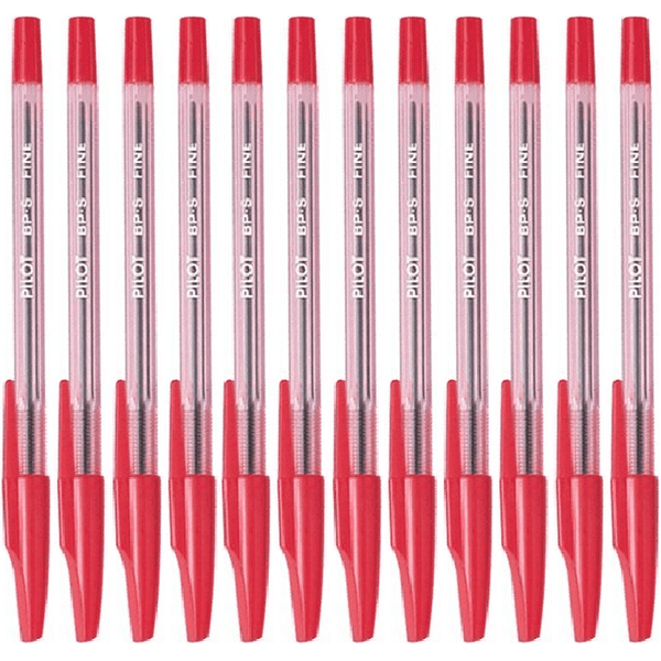Pilot BP-S Stick Type Ballpoint Pen 0.7mm Fine Red Box 12 BPSFR (Red Fine Box 12) - SuperOffice