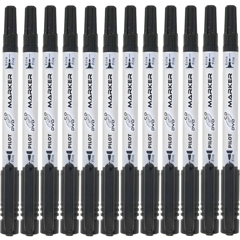 Pilot Cd/Dvd Twin Ended Permanent Marker Extra Fine/Fine Black Box 12 603671 (Box 12) - SuperOffice