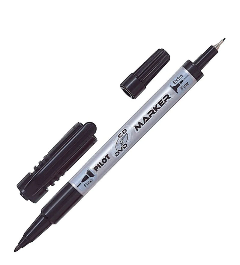 Pilot Cd/Dvd Twin Ended Permanent Marker Extra Fine/Fine Black Box 12 603671 (Box 12) - SuperOffice