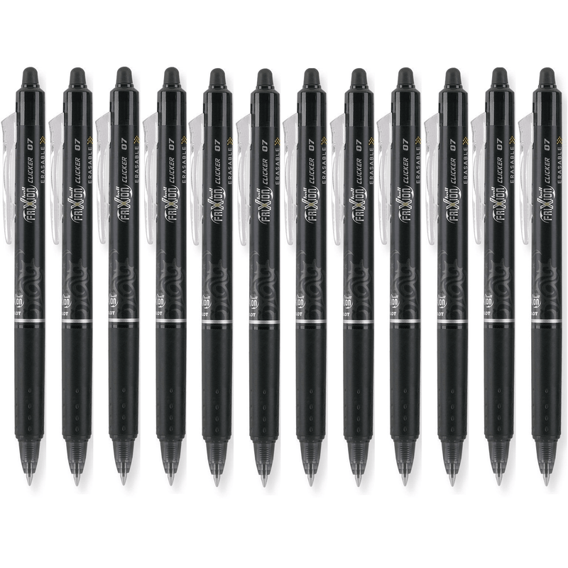 Pilot Frixion Clicker Erasable Gel Ink Pen 0.7mm Black Box 12 BLRTFR7B - SuperOffice