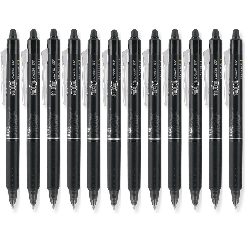 Pilot Frixion Clicker Erasable Gel Ink Pen 0.7mm Black Box 12 BLRTFR7B - SuperOffice