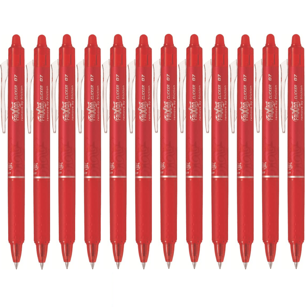 Pilot Frixion Clicker Erasable Gel Ink Pen 0.7mm Red Box 12 BLRTFR7R (Box 12) - SuperOffice