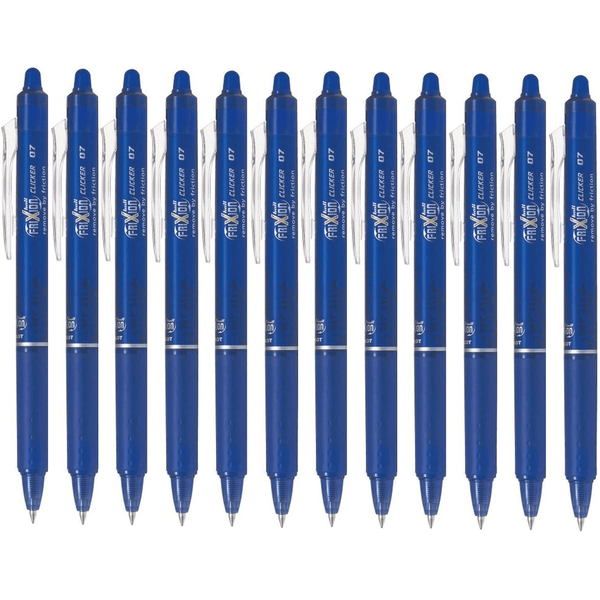 Pilot Frixion Clicker Retractable Erasable Gel Ink Pen 0.7mm Blue Box 12 BLRTFR7L (Box 12) - SuperOffice
