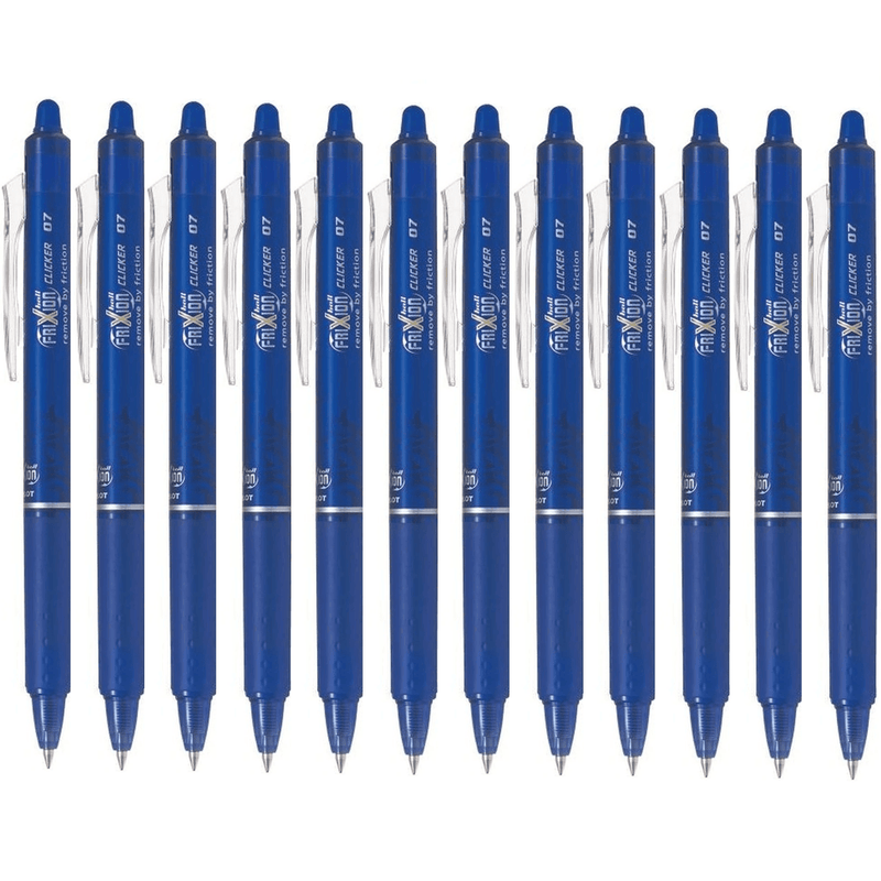 Pilot Frixion Clicker Retractable Erasable Gel Ink Pen 0.7mm Blue Box 12 BLRTFR7L (Box 12) - SuperOffice