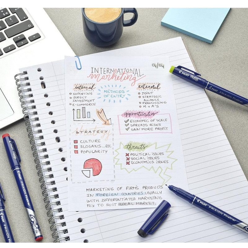 Pilot Frixion Erasable Fineliner Pen 0.45mm Black Box 12 622680 (Box 12) - SuperOffice