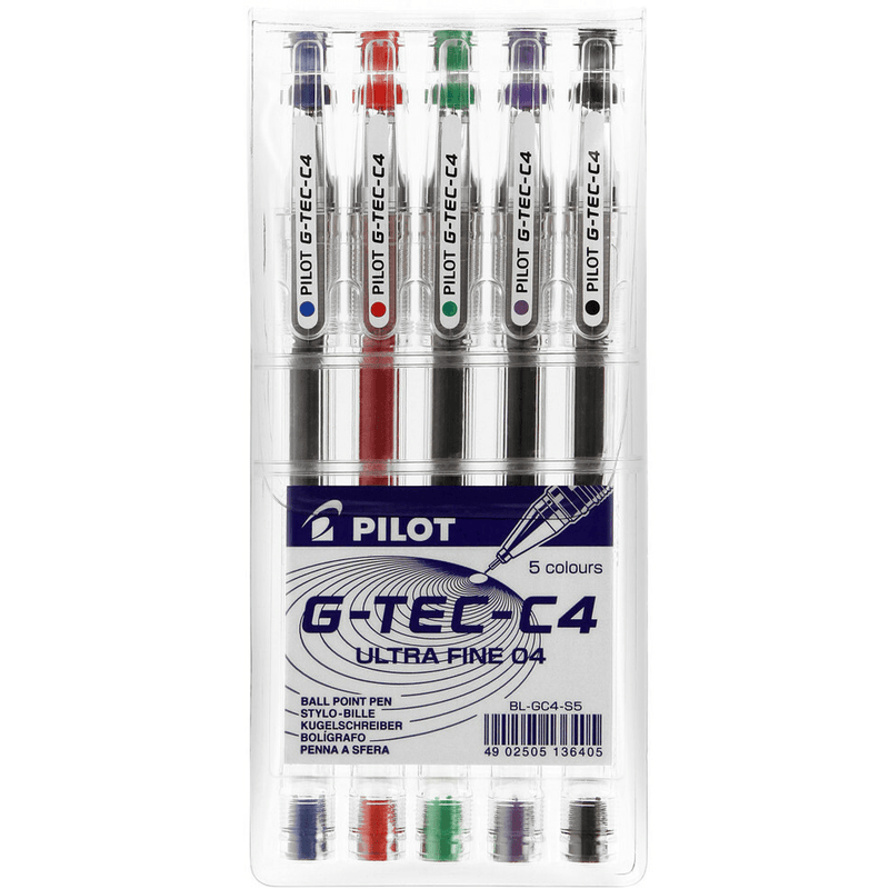 Pilot G-Tec-C4 Rollerball Pen 0.4Mm Assorted Wallet 5 622834 - SuperOffice