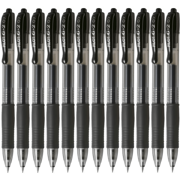 Pilot G2 Gel Ink Pen Retractable 0.7mm Fine Black Box 12 G-2 622509 (Box 12) - SuperOffice