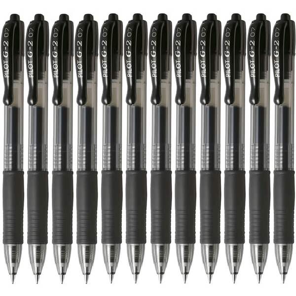 Pilot G2 Gel Ink Pen Retractable 0.7mm Fine Black Box 12 G-2 622509 (Box 12) - SuperOffice